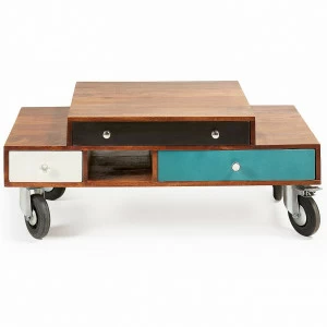 Журнальный столик на колесиках с ящиками разноцветный Collin BARCELONA DESIGN  148703 Коричневый