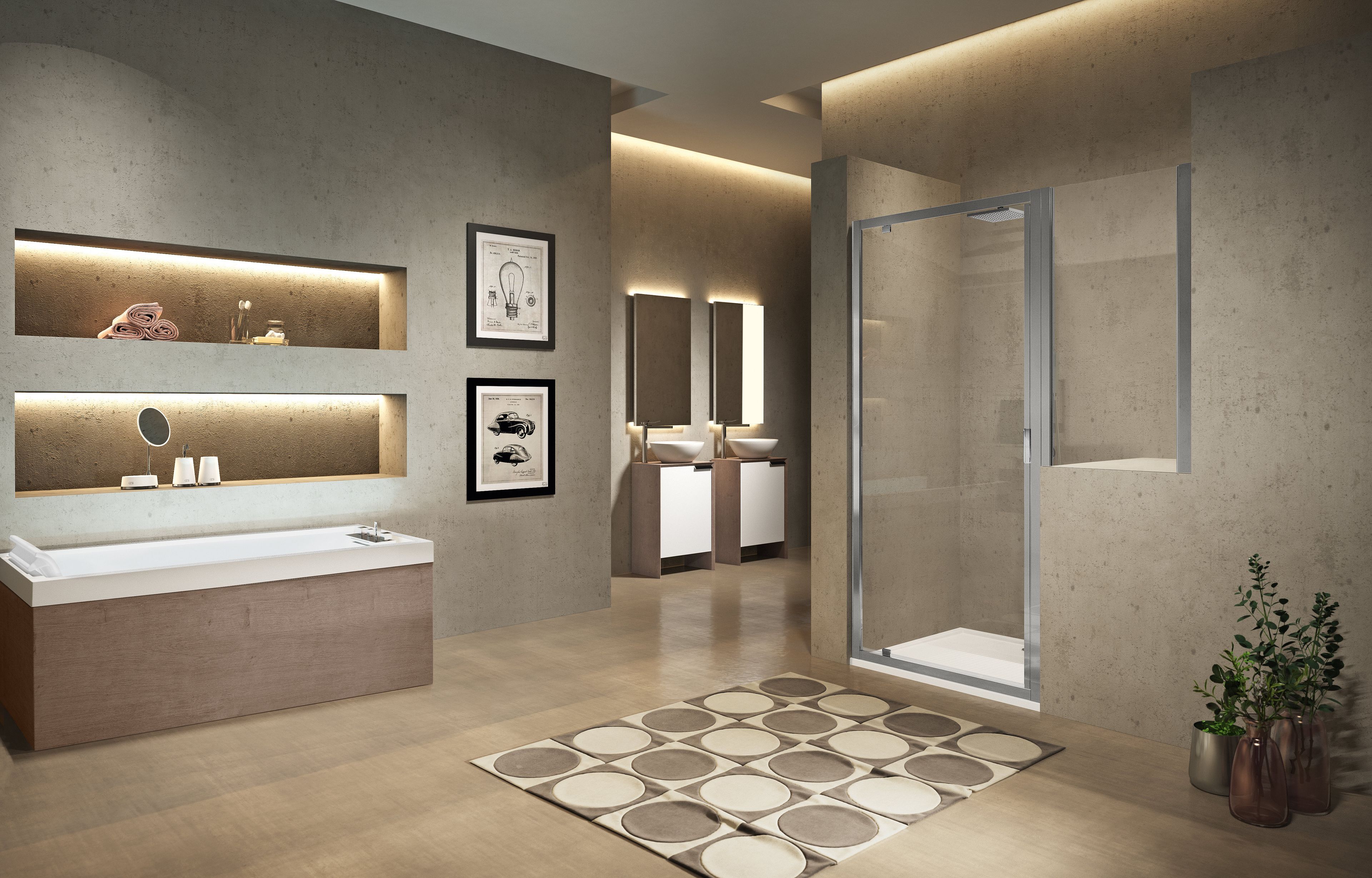 Профиль угловой душевой кабины с распашной дверью Novellini Lunes ARCH-00068967 - Вид №2