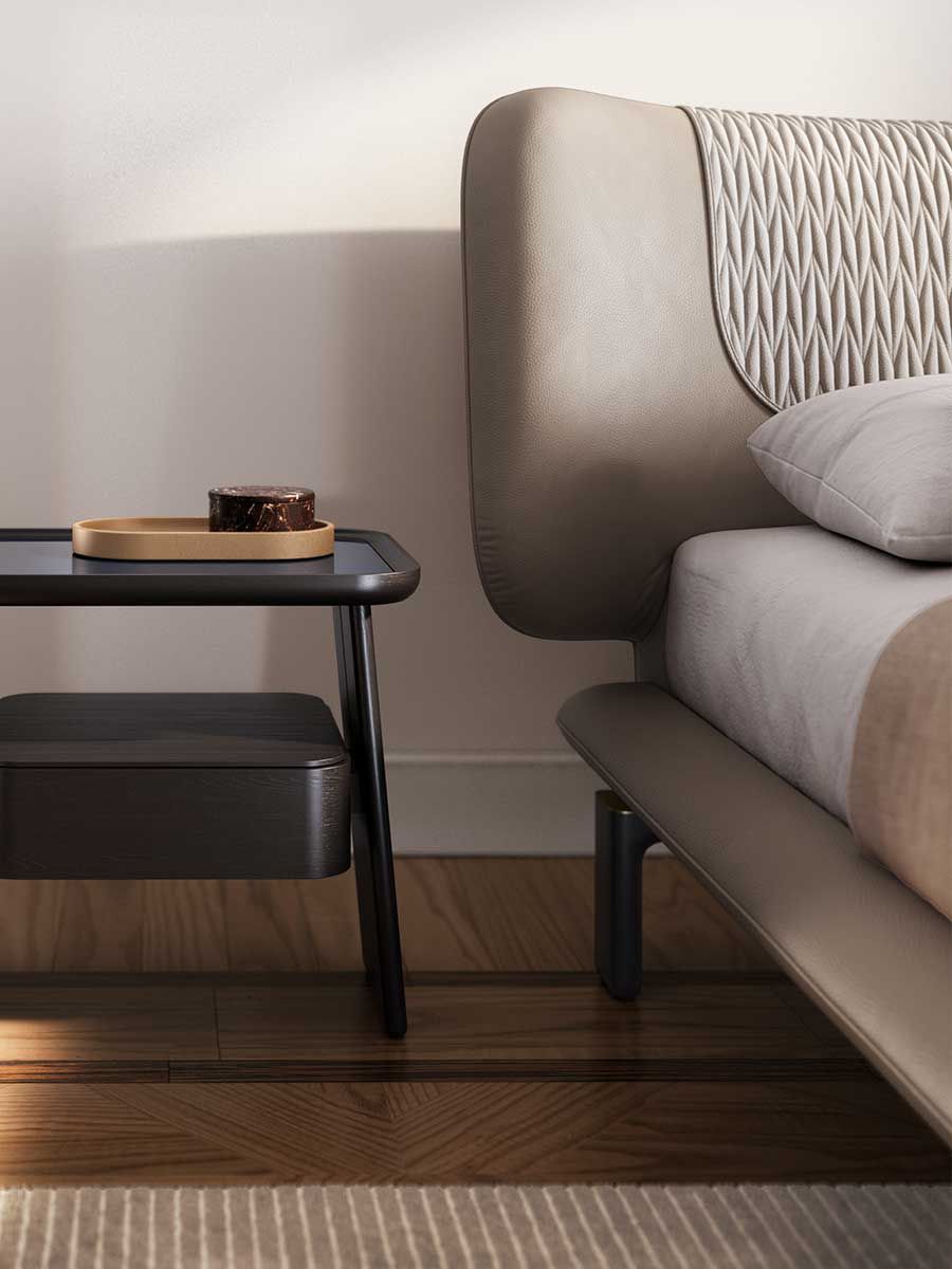 Двуспальная кровать с мягким изголовьем Poltrona Frau коллекция-мебель и аксессуары ARCH-00102801 - Вид №1