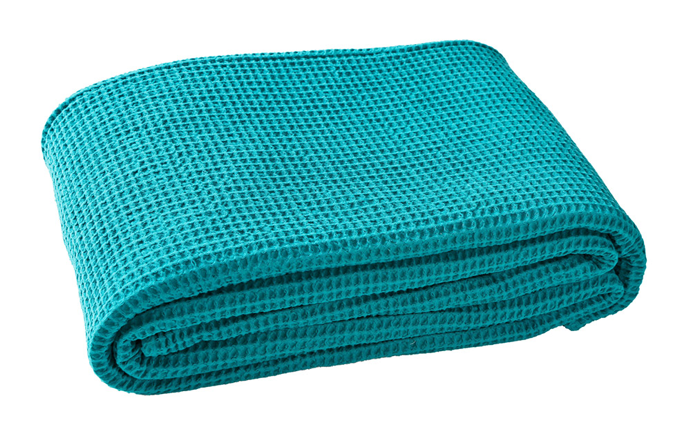 ELECTRE_T_240 Покрывало вафельное, бирюзовый, 240/260 хлопок Blanc des Vosges Santreyd 