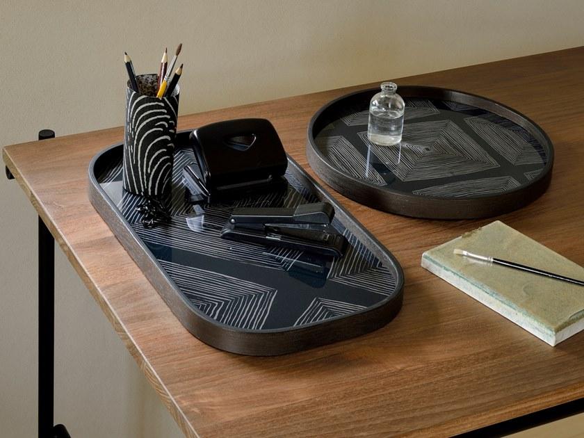 Ethnicraft Круглый поднос из дерева и стекла Linear flow 20922 - Вид №2