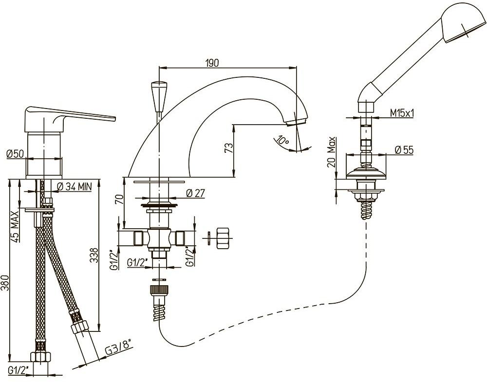 Paini Cooper 80CR118 смеситель на борт ванны - Вид №1
