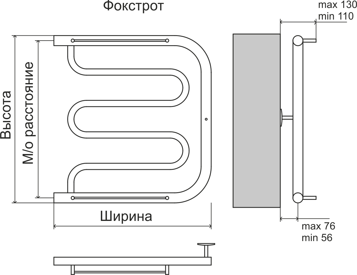4620768881336 ЭКОНОМ Фокстрот AISI 32х2 600х500 Полотенцесушитель TERMINUS Нержавеющая сталь - Вид №2