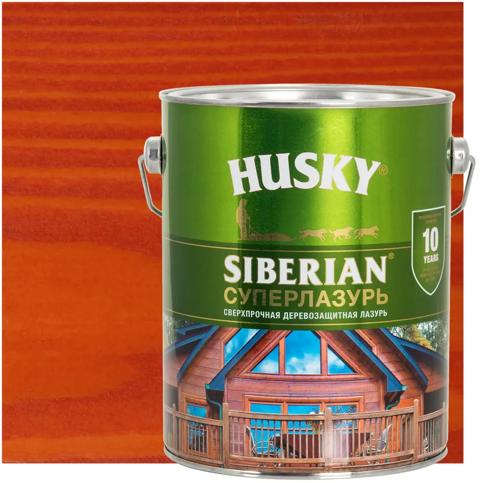 84392263 Лазурь для дерева Husky Siberian Суперлазурь цвет рябина 2.7 л STLM-0049190