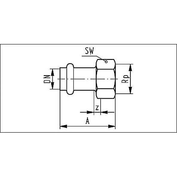 619270G1812 SANHA 19270G пресс.-фит. без силикона муфта перех., нерж.сталь 18x1/2 мм  - Вид №1