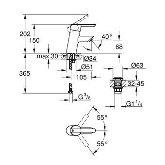 Смеситель для раковины GROHE Feel, S-size, хром (23747000) - Вид №1