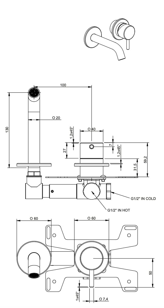 Смеситель для раковины из нержавеющей стали Nic Made ARCH-00029158 - Вид №5