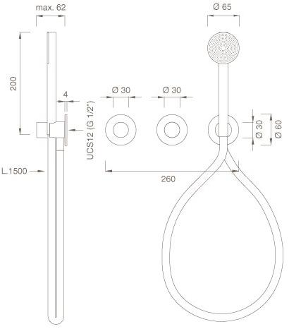 Ceadesign Настенный комплект из 2 смесителей для ванны / душа с ручным душем Cartesio Car 54y - Вид №1