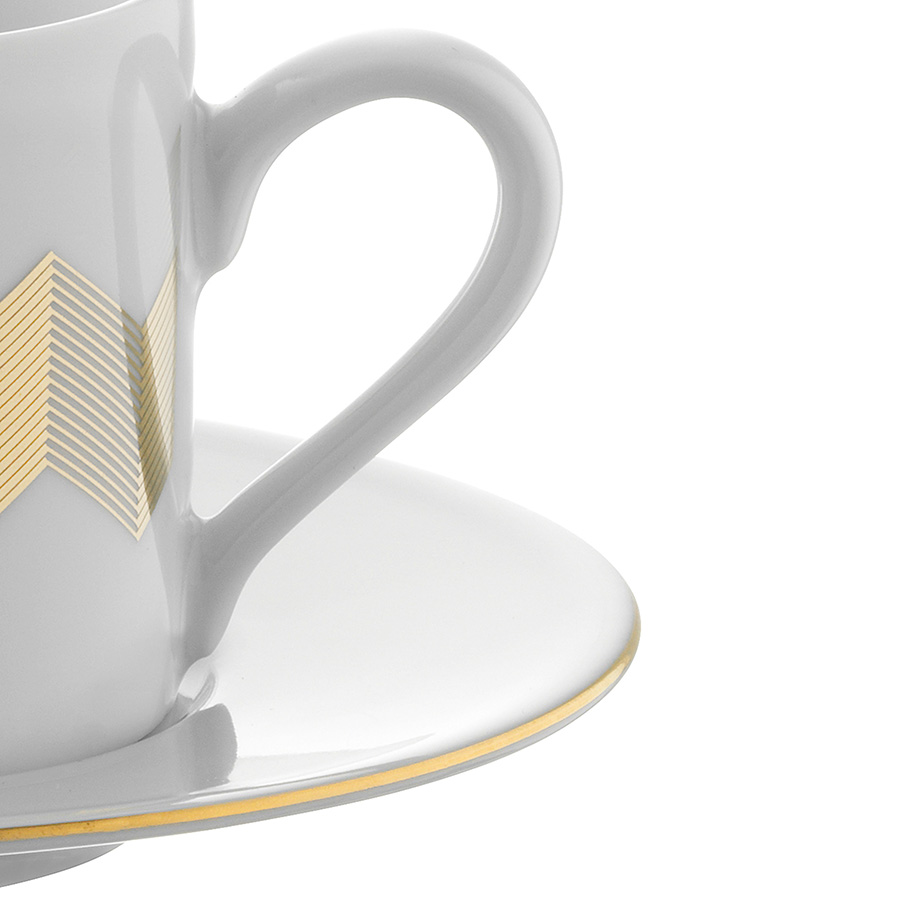 P034-11-146 Набор чашек с блюдцами signature, chevron, 4 шт, 250 мл, золото LSA International  - Вид №8