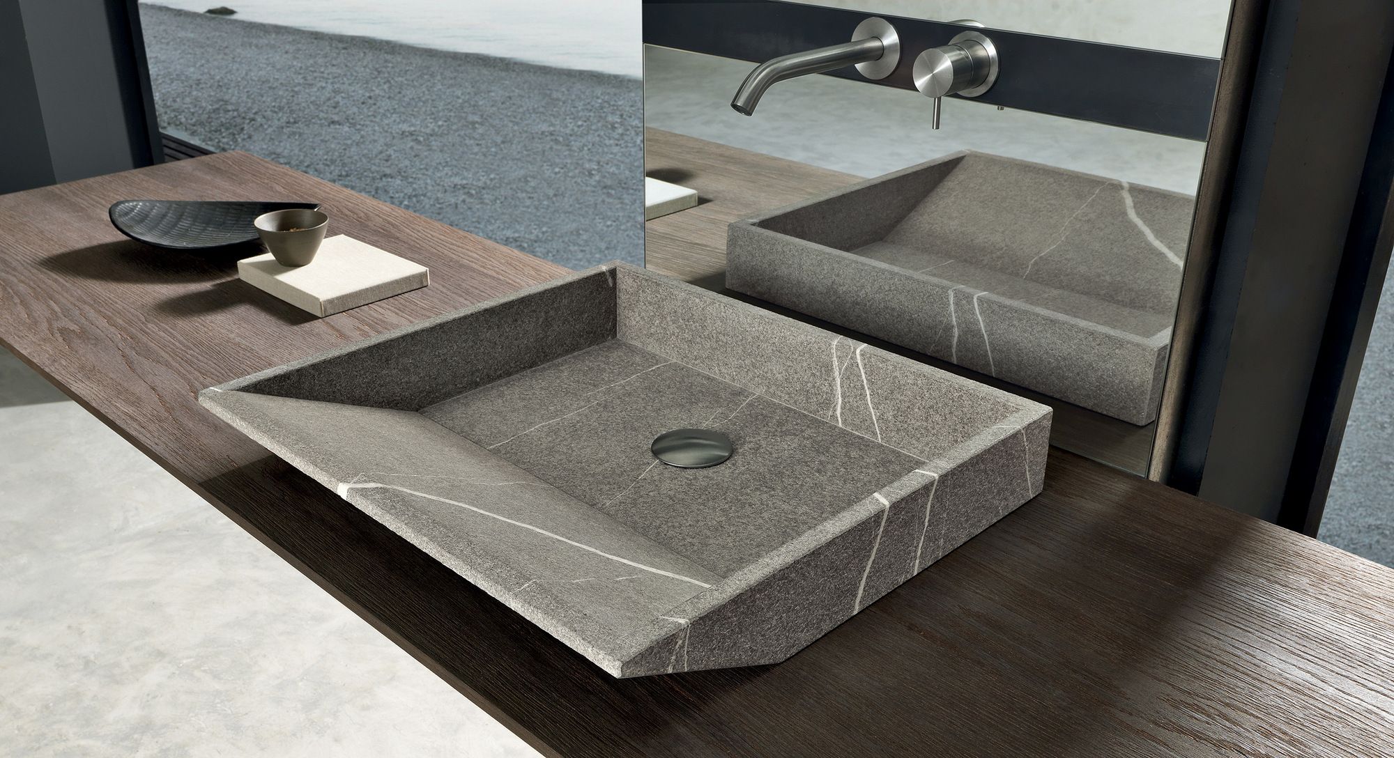 Двойной дубовый умывальник со встроенной раковиной с зеркалом MODULNOVA Surf ARCH-00133815 - Вид №5