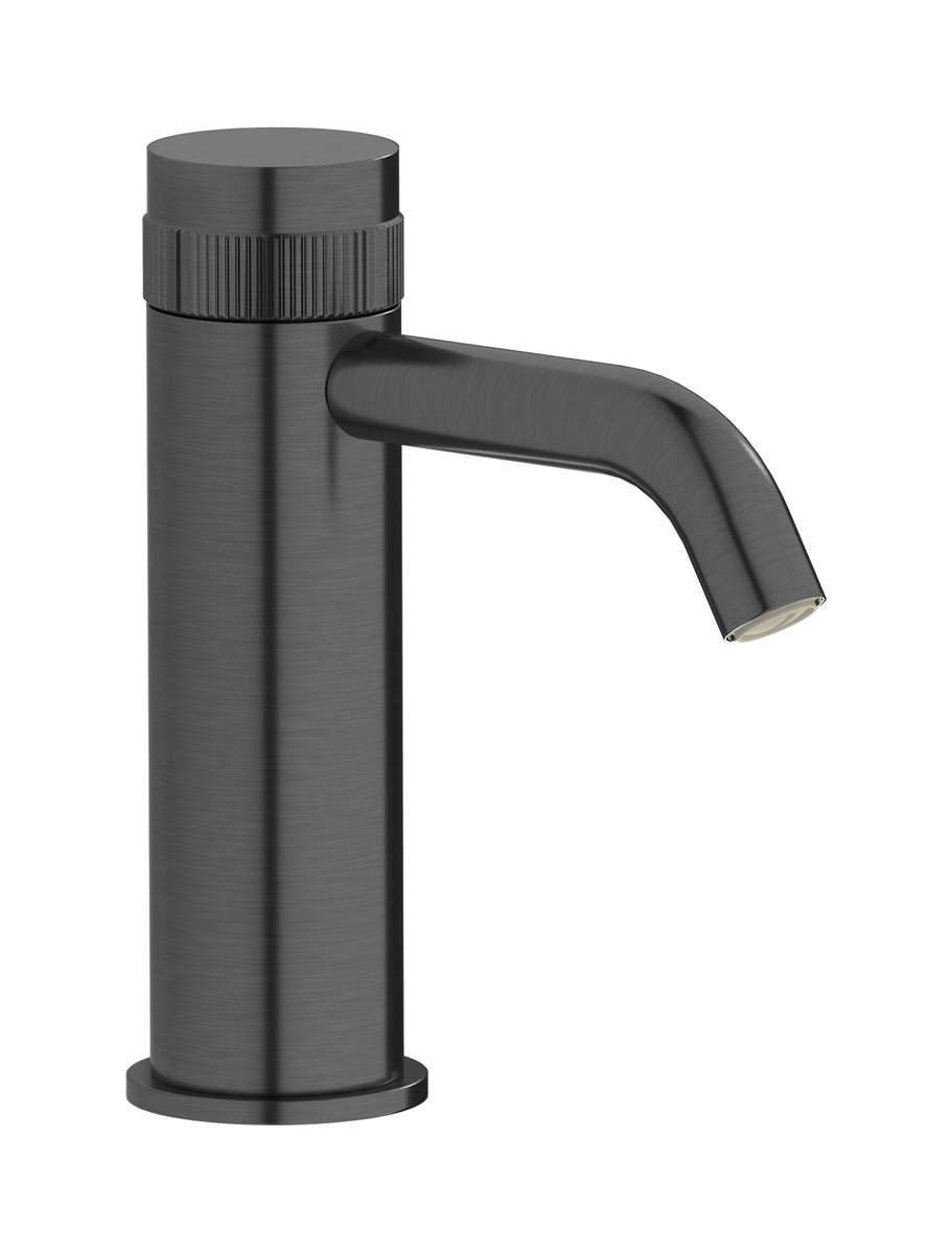 Монорычажный прогрессивный смеситель на раковину в комплекте с донным клапаном. WE ARE IB rx200cs Brushed Black Chrome Reflex