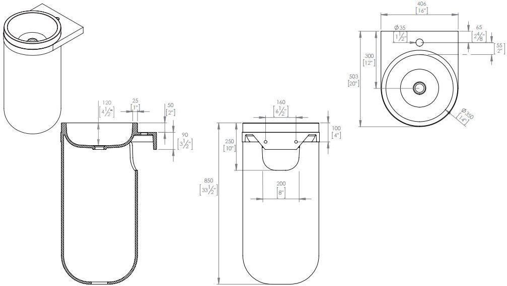 Напольная раковина стоящая овальная KRION ARO sun-id-1490464 - Вид №1