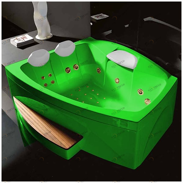 Ванна GRUPPO TREESSE Matrix Slim V763N-ZEZ большая с подголовником глубокая с гидромассажем и аэромассажем зелёная с золотой фурнитурой AWAV763NZEZ