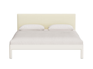 Алюминиевая двуспальная кровать с мягким изголовьем