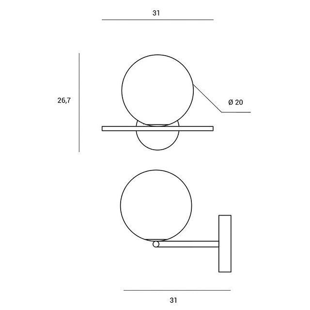 Miloox 1744.72 Настенный светильник из матовой латуни JUGEN. - Вид №2
