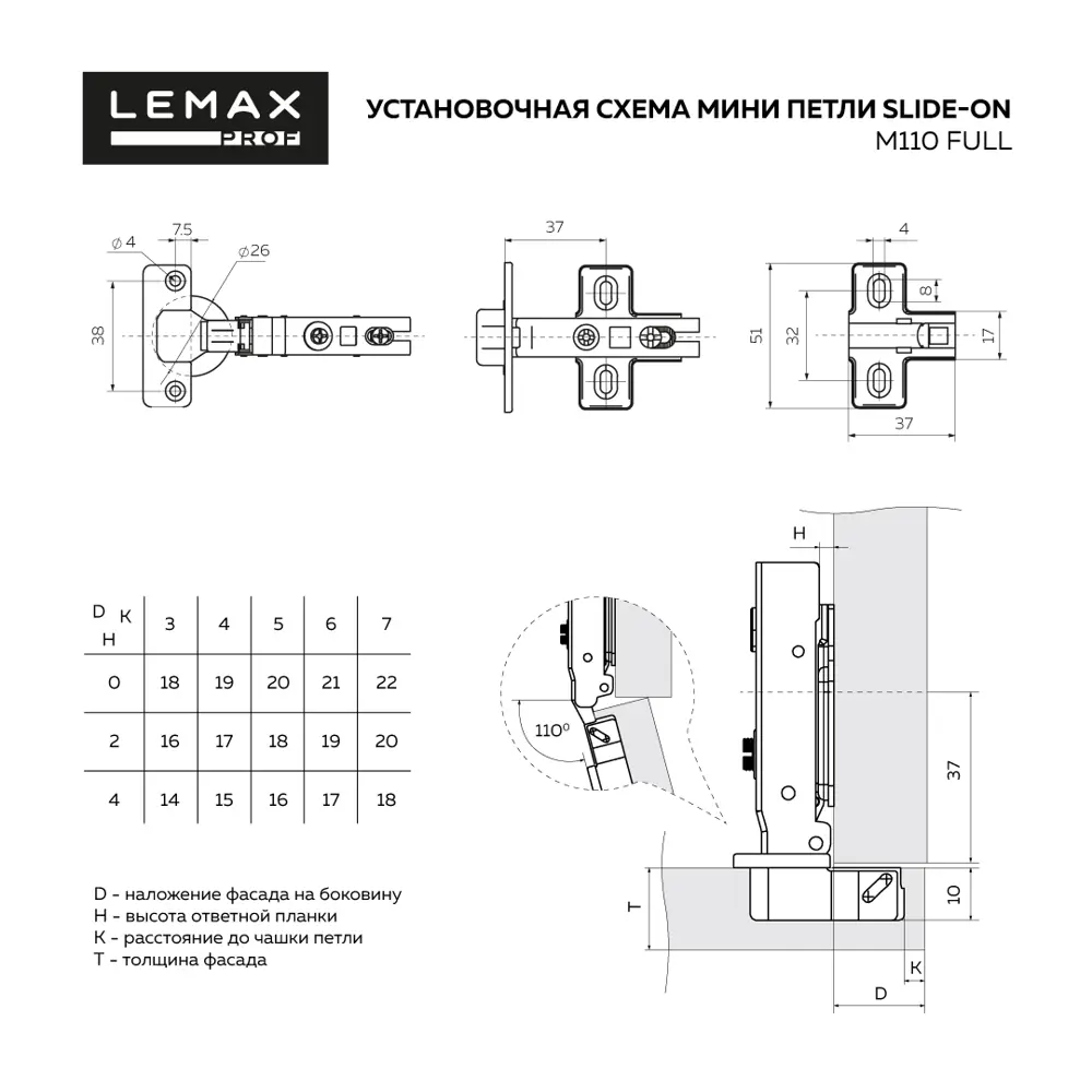 Накладная петля Slide-on 95° Lemax prof STLM-2151528 - Вид №4