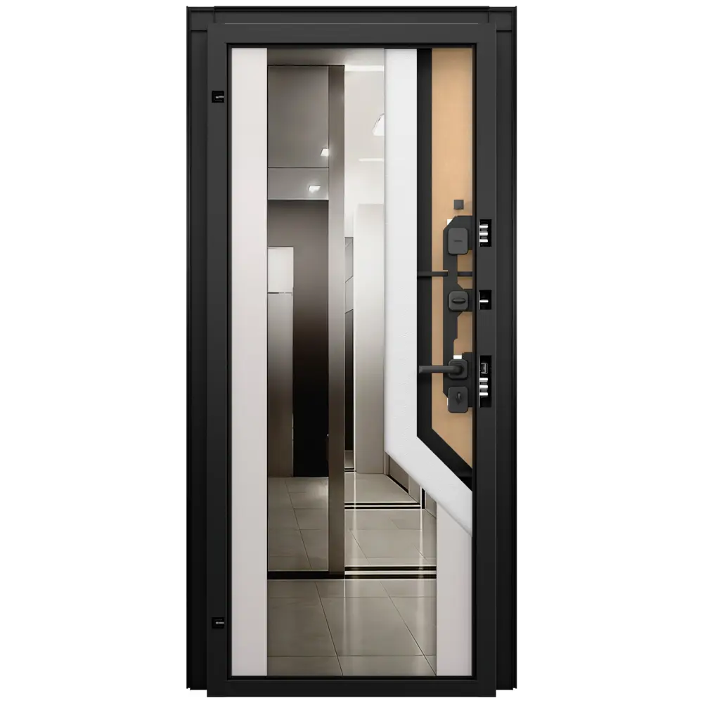 Дверь входная металлическая Браун Скай 95x205 см правая шелк белый с зеркалом TOREX STLM-2129822 - Вид №14