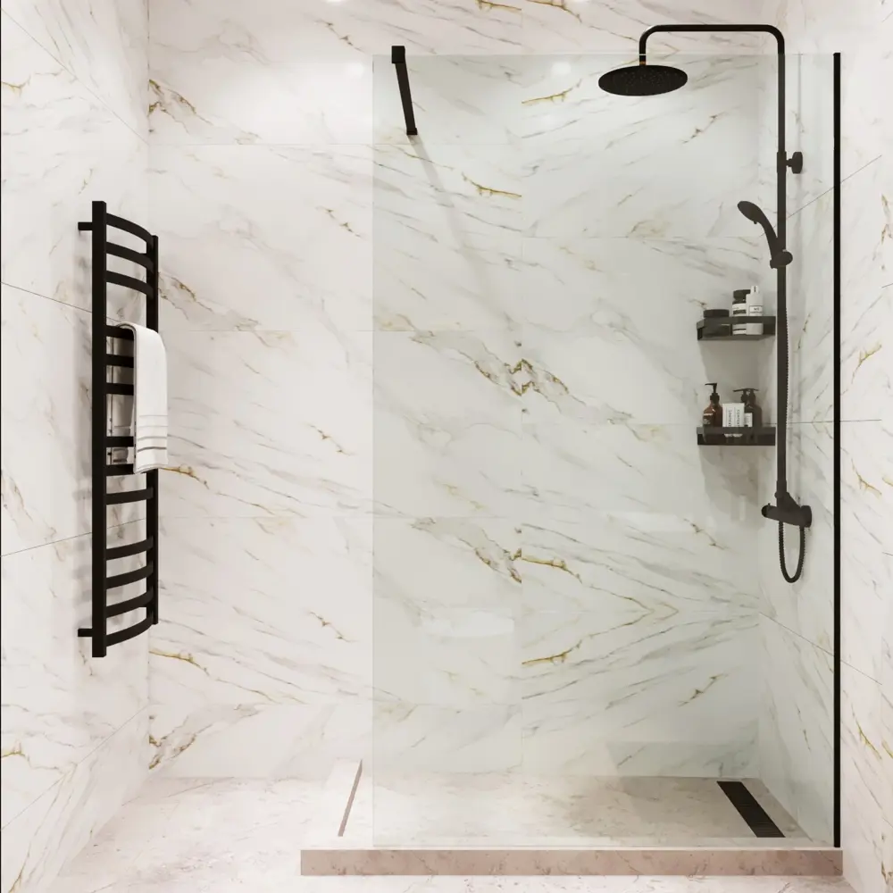 Душевая перегородка Mebelvann 100×200 см с черным профилем и прозрачным стеклом 89372135 STLM-1347135 - Вид №4