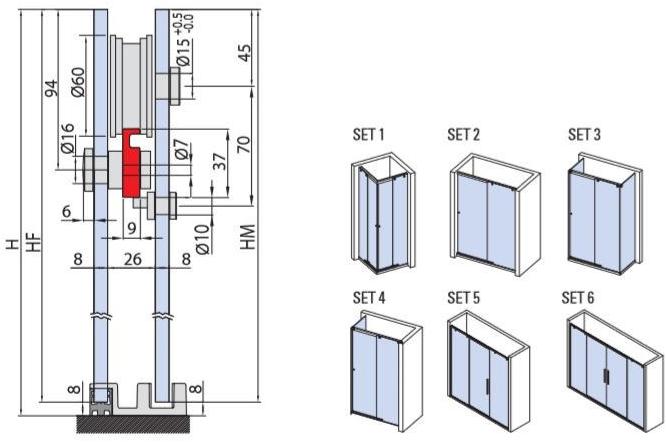 Metalglas Bonomi Комплект для душевой кабины из нержавеющей стали  Bx-2000  - Вид №1