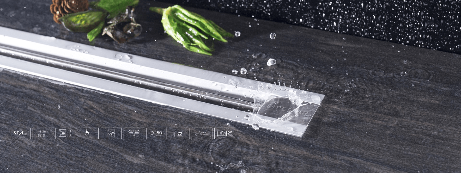 Линейный трап 950 мм CONFLUO PREMIUM SLIM LINE 13100036 PESTAN  - Вид №7