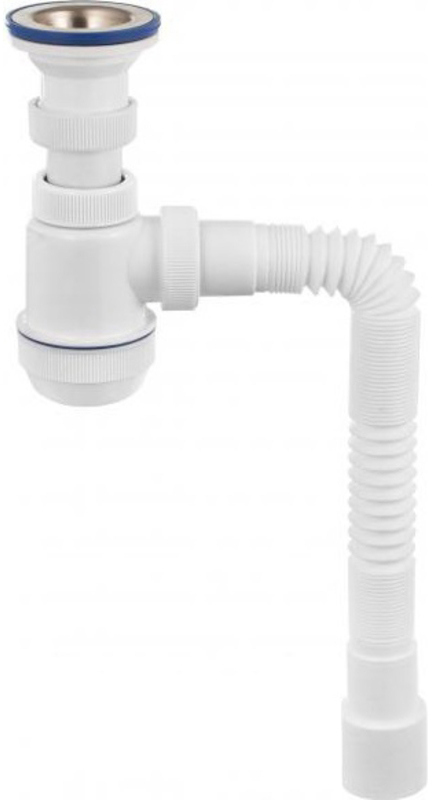 90240601 Сифон VIRPlast Мини Элит с нержавеющей чашкой D 70 мм и гофротрубой L 800 мм 1½" D 40/50 STLM-0145987 VIRPLAST WIRQUIN
