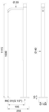 Ceadesign Смеситель для раковины напольный однорычажный из нержавеющей стали Giotto plus Gio 67 - Вид №1