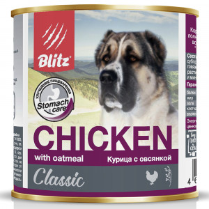 ПР0055599 Корм для собак Classic курица, овсянка банка 750г Blitz
