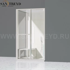 Effegibi H SMALL LO82020006 Комбинированная баня: хаммам и душ. Установка: в правый угол. Левая дверь. Мощность: 3 кВт макс. Размеры: длина 131 см, ширина 92 см. Отделка: матовый лакированный белый аллюминий и серый ламинат из керамогранита.