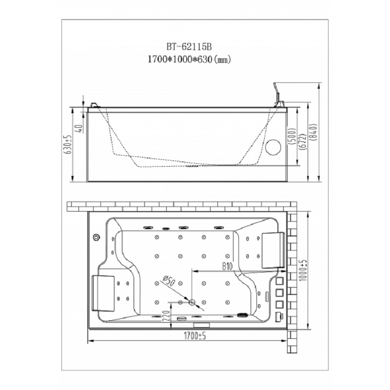 BT-62115 L Гидромассажная акриловая ванна Orans Santreyd  - Вид №1