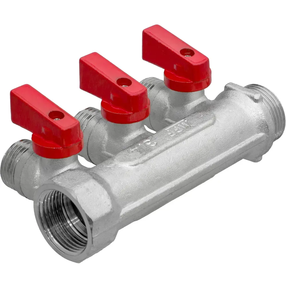 Коллектор с кранами MPF на 3 выхода 3/4"x1/2" наружная резьба STLM-2117350 - Вид №2