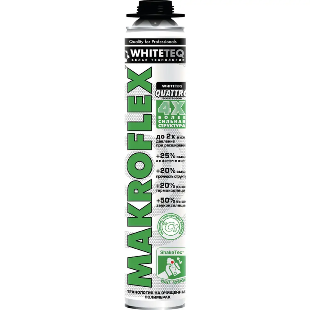 Пена монтажная пистолетная Makroflex Whiteteq Про 750 мл МАКРОФЛЕКС STLM-2209943