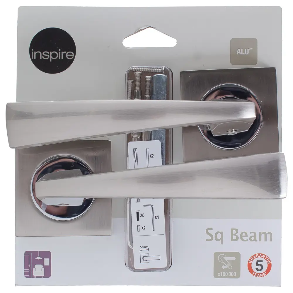 Дверная ручка Inspire «SQ Beam», без запирания, комплект, цвет никель STLM-2075901 - Вид №3