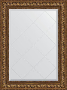 BY 4212 Зеркало с гравировкой в багетной раме - виньетка состаренная бронза 109 mm EVOFORM Exclusive-G