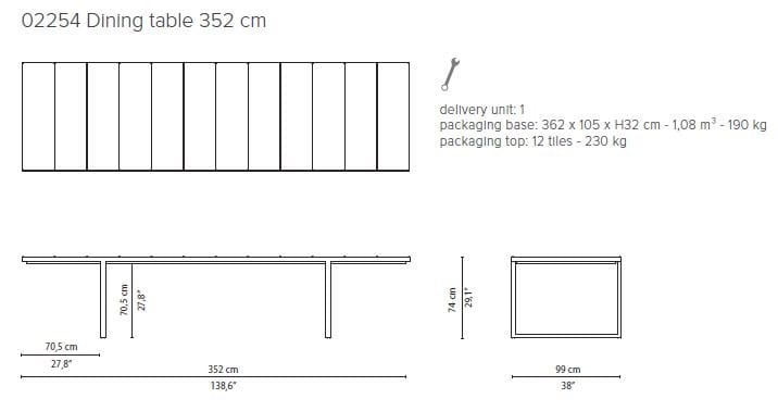 Прямоугольный садовый стол из лавового камня TRIBÙ NOX ARCH-00006417 - Вид №5