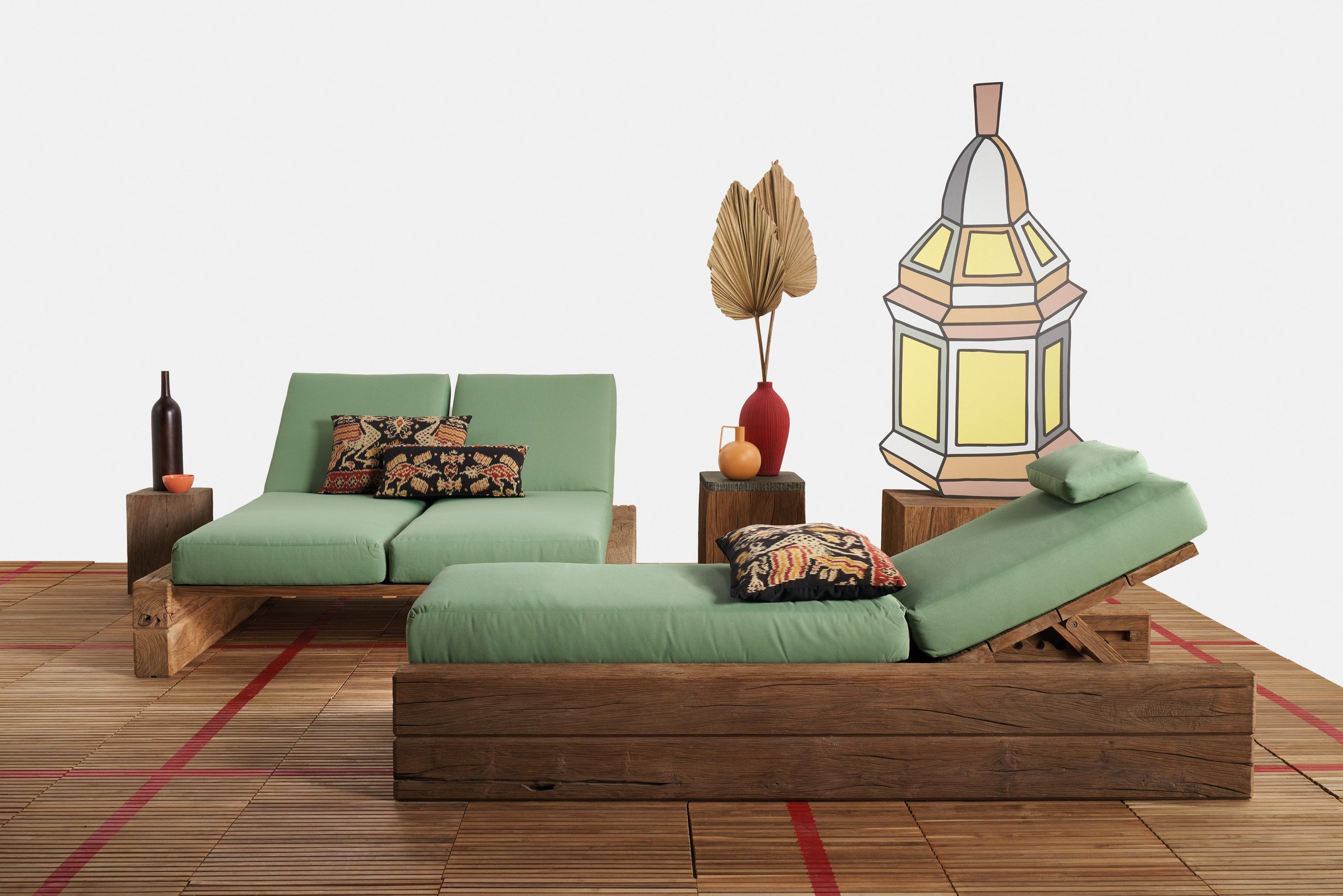 Двуспальная Садовая кровать с откидной спинкой из ткани Il Giardino di Legno Stratos ARCH-00089335 - Вид №1