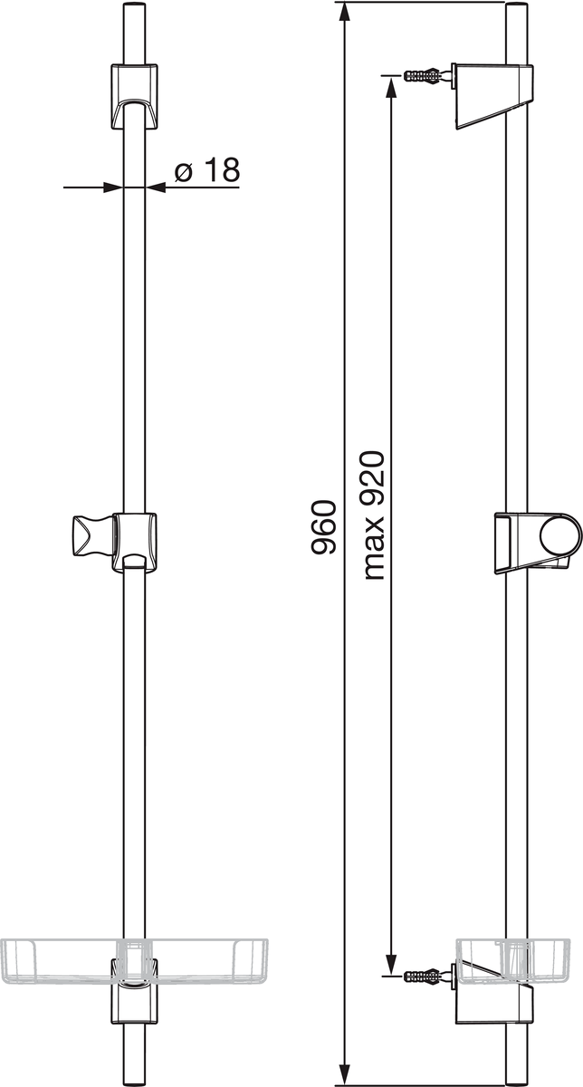 Oras 254900 Душевая штанга 254900 Apollo Хром  - Вид №1
