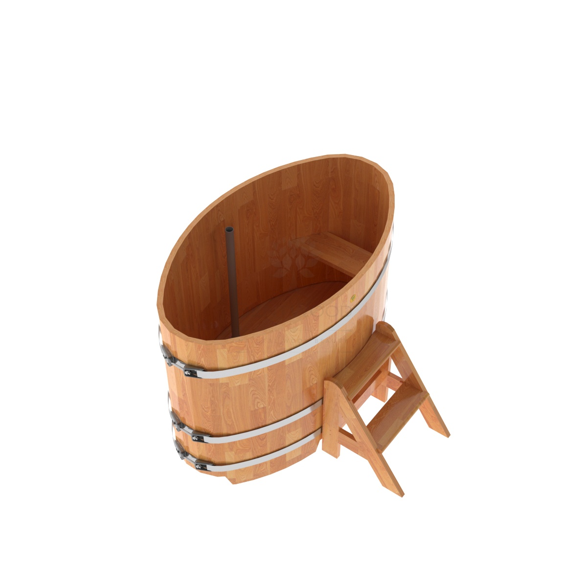 1492 Купель овальная из сращенных ламелей лиственницы 0,80х1,42х1,0 натуральная Alyarus  - Вид №1