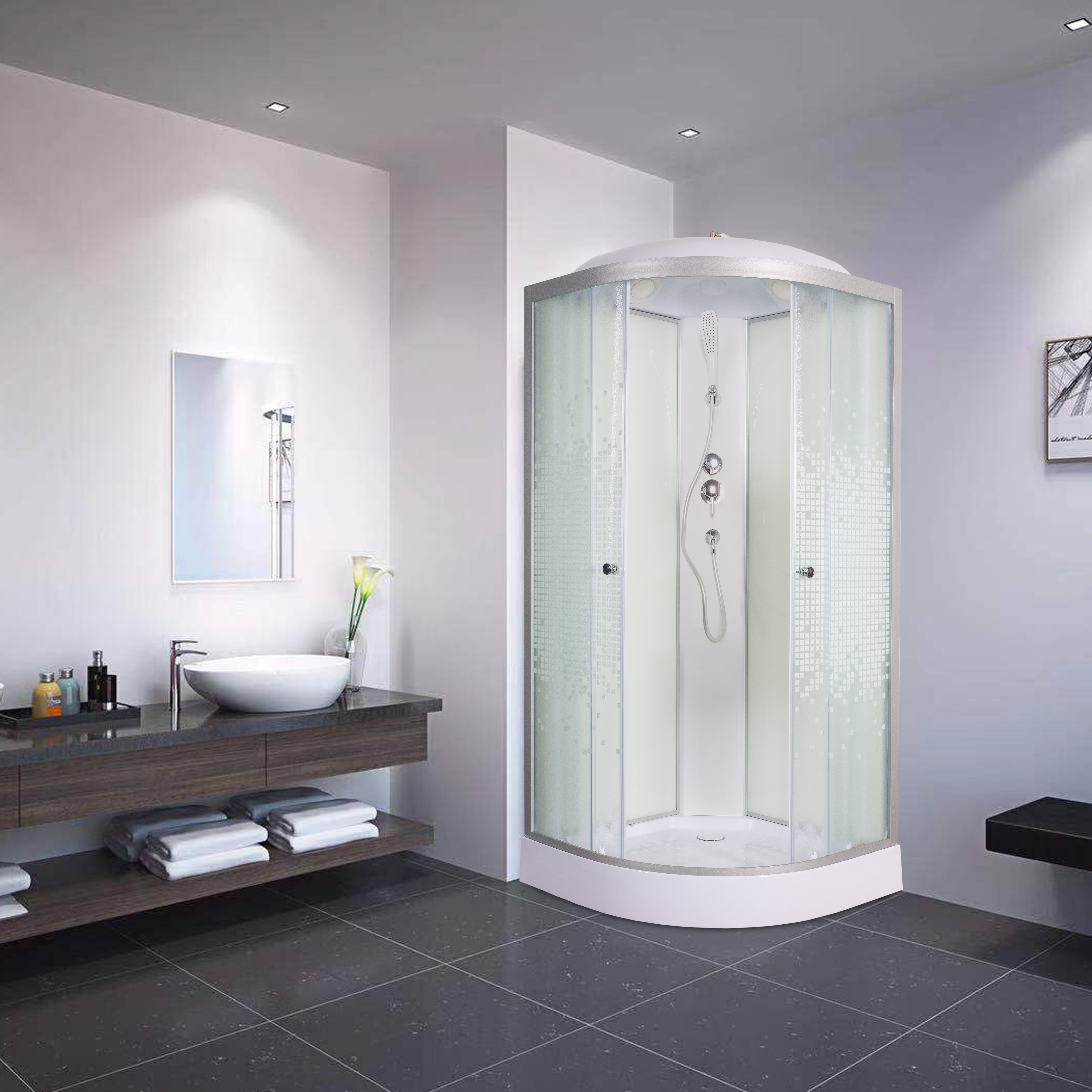 B09S LED BLACK Душевая кабина DETO Серия В L 908 стандартная - Вид №33