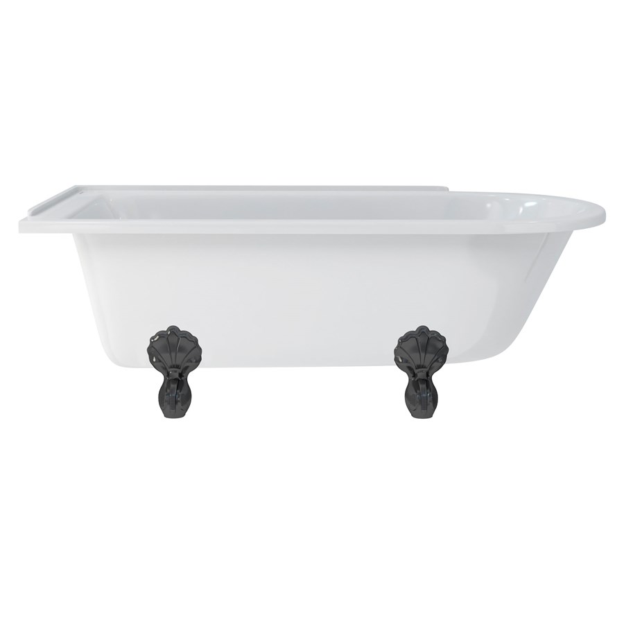 Burlington Hampton 170см душевая ванна с роскошными ножками для левой руки Левая рука с ножками Luxury Classic в черном цвете E13 L3B  - Вид №3