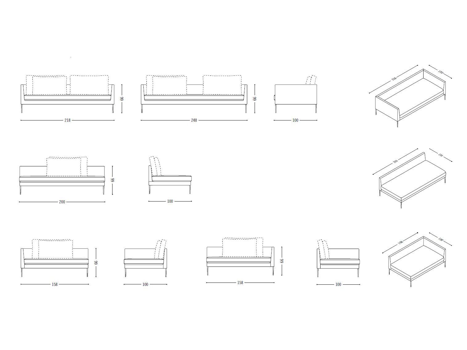 Тканевый диван с полуостровом COR Pilotis ARCH-00002323 - Вид №6