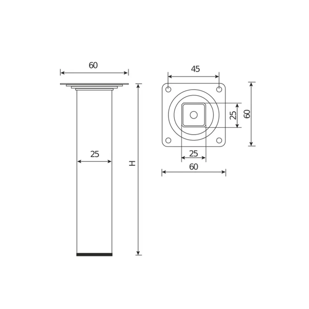 Ножка для мебели квадратная Edson 400x25x25 мм сталь золото STLM-2093139 - Вид №1