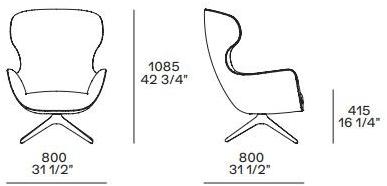 Poliform Вращающееся кресло из ткани с 4 спицами и подлокотниками Mad sun-id-1459071 - Вид №5