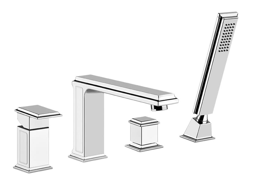 Металлический смеситель для ванны с 4 отверстиями и ручным душем Gessi элегантность ARCH-00078060