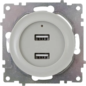Розетка Onekeyelectro USB двойная встраиваемая с подсветкой цвет серый