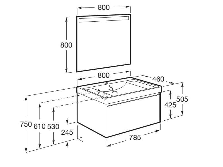 Деревянный одиночный умывальник с зеркалом Roca UNIK A8516 / A8517 ARCH-00015558 - Вид №25