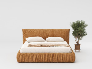 Двуспальная кровать-контейнер с мягким изголовьем