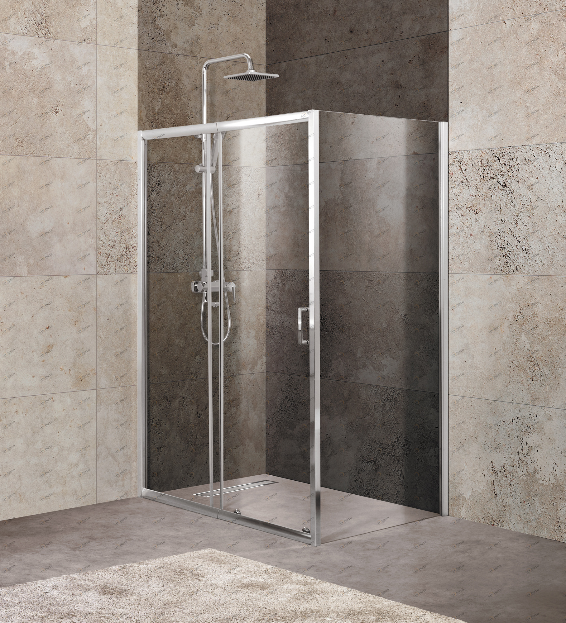 Душевой уголок BelBagno UNIQUE-AH-1-120/135-90-C-Cr
