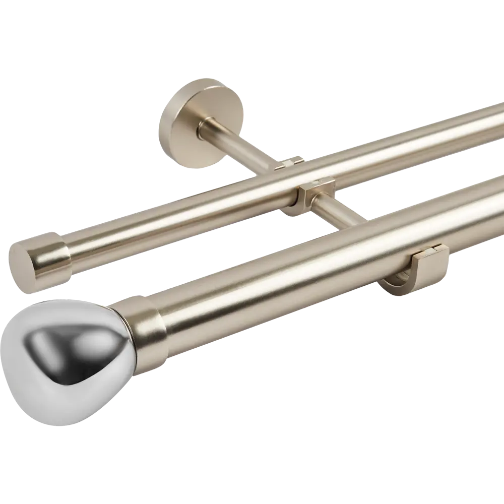 Настенный карниз раздвижной двухрядный Glint d25/28 мм 200-360 см металл цвет никель 84407344 STLM-2094304 Santreyd 