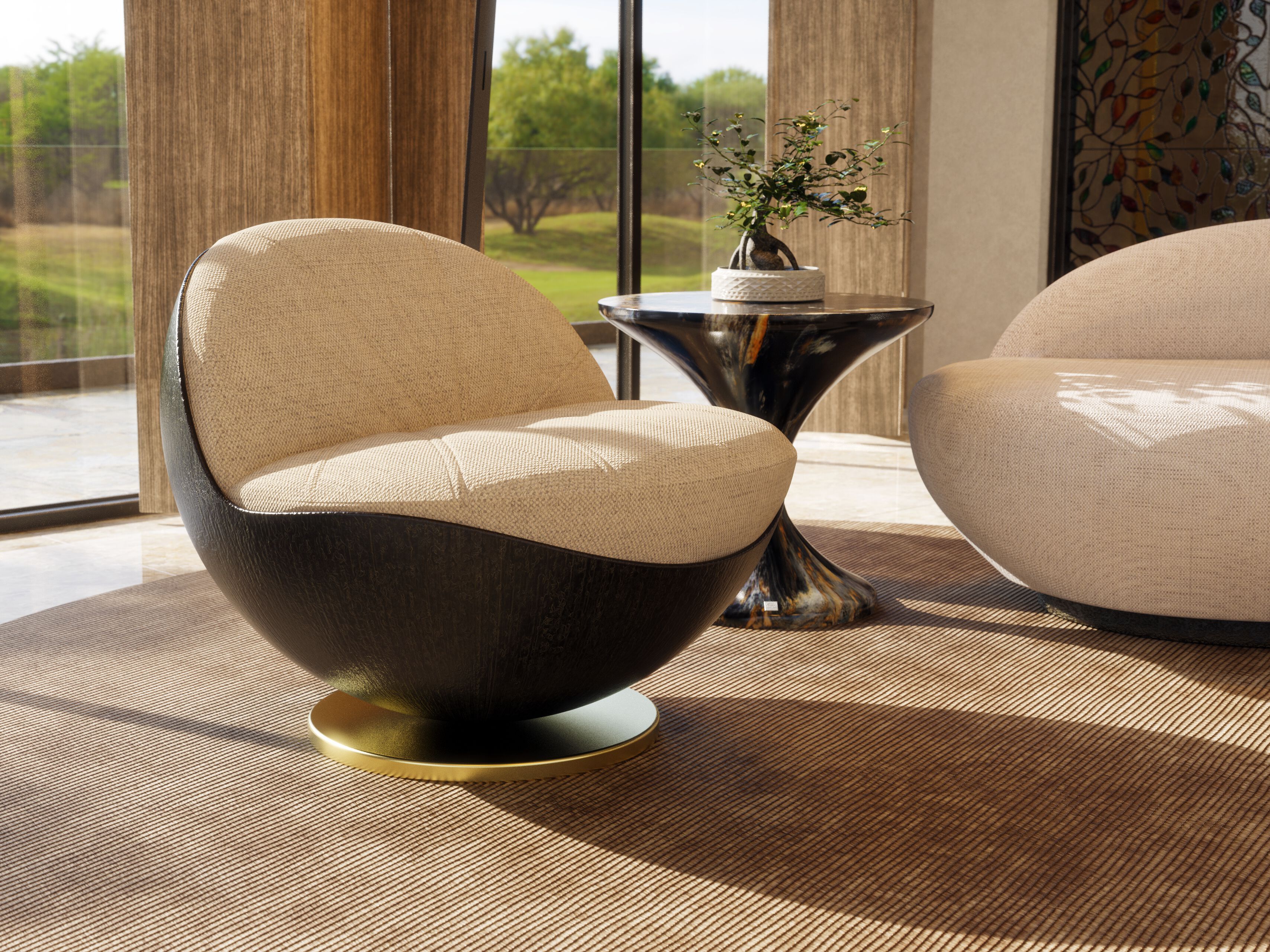 Кожаное вращающееся кресло с каркасом из стекловолокна GANSK Bola ARCH-00072131 - Вид №5