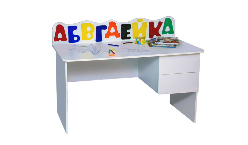 Детский письменный стол с ящиками "Абвгдейка" МАНДАРИН АБВГДЕЙКА 178610 Молочный Santreyd  - Вид №2